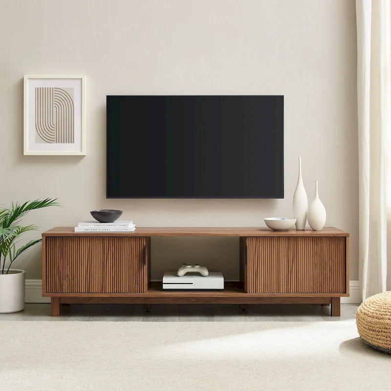 Modern Fluted-Door TV Stand – Stylish Media Console with Storage