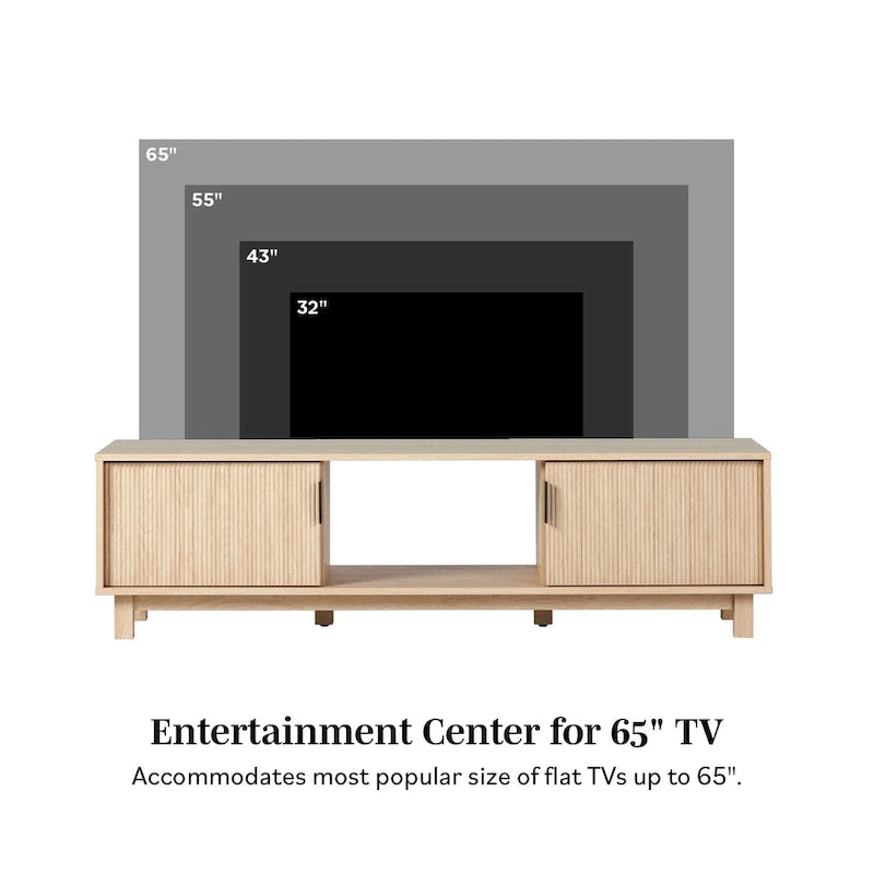 Modern Fluted-Door TV Stand – Stylish Media Console with Storage