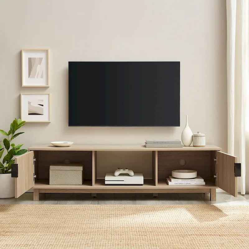Modern Fluted-Door TV Stand – Stylish Media Console with Storage