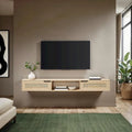Scandi 70-Inch Floating TV Stand with Faux Rattan Doors