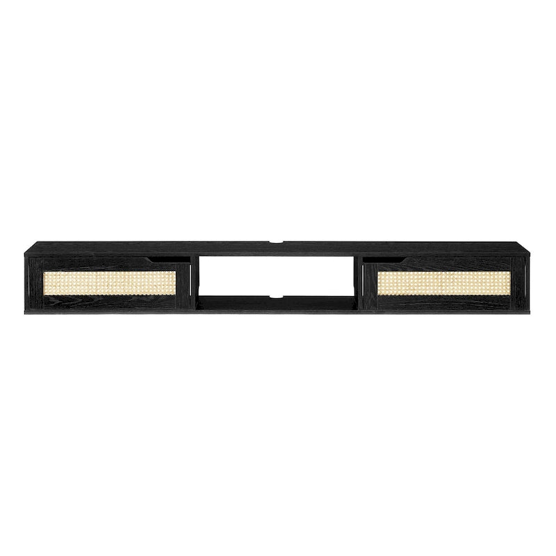 Scandi 70-Inch Floating TV Stand with Faux Rattan Doors