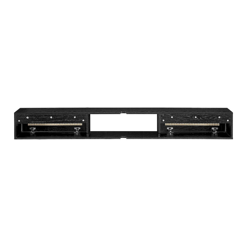 Scandi 70-Inch Floating TV Stand with Faux Rattan Doors