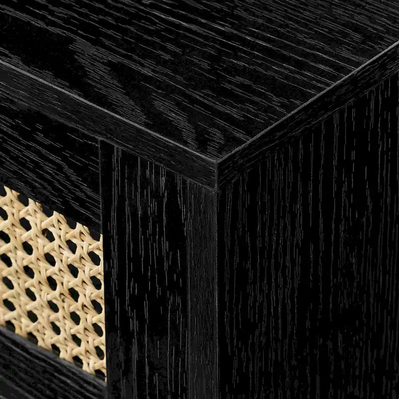 Scandi 70-Inch Floating TV Stand with Faux Rattan Doors