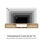 Scandi 70-Inch Floating TV Stand with Faux Rattan Doors