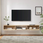 Scandi 70-Inch Floating TV Stand with Faux Rattan Doors
