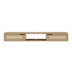 Scandi 70-Inch Floating TV Stand with Faux Rattan Doors
