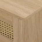 Scandi 70-Inch Floating TV Stand with Faux Rattan Doors