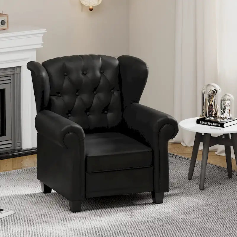 Black Adjustable Tufted Arm Chair with Sturdy Legs, 35" Wide