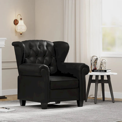 Black Adjustable Tufted Arm Chair with Sturdy Legs, 35" Wide