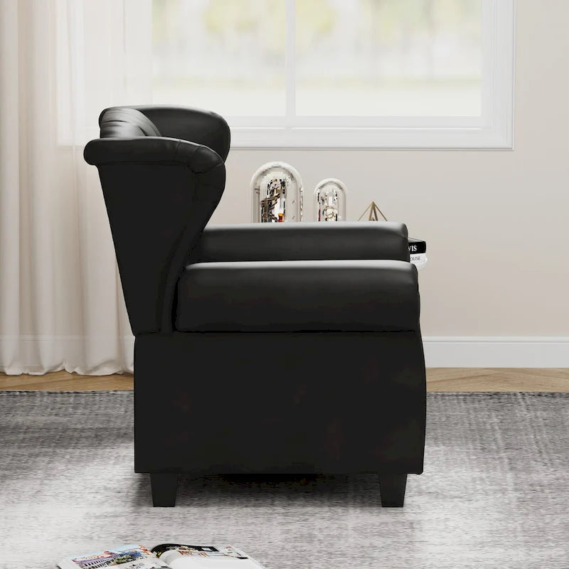 Black Adjustable Tufted Arm Chair with Sturdy Legs, 35" Wide
