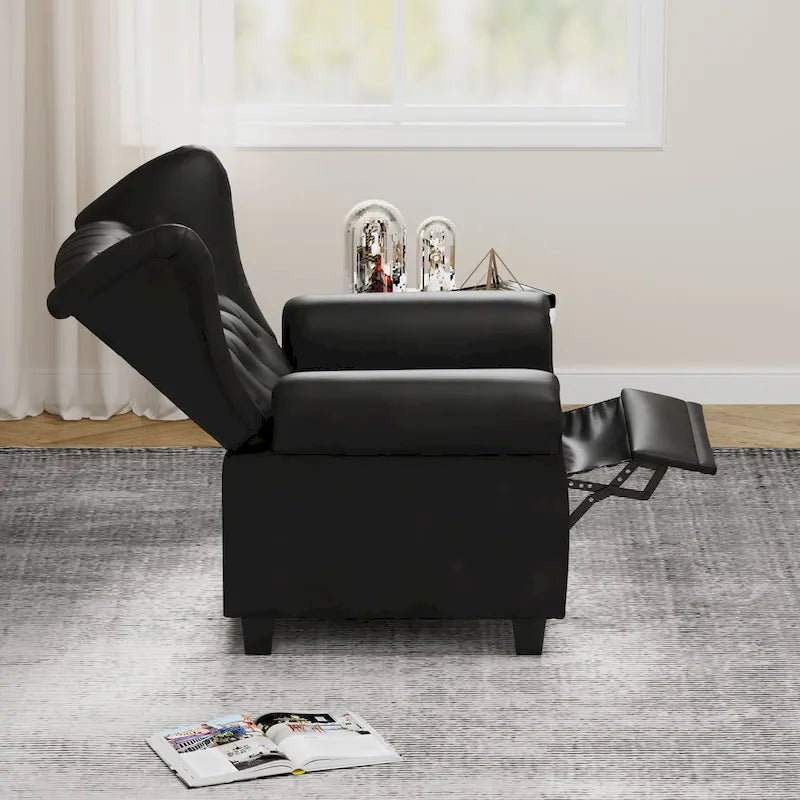 Black Adjustable Tufted Arm Chair with Sturdy Legs, 35" Wide