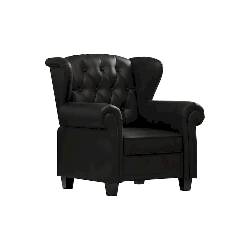 Black Adjustable Tufted Arm Chair with Sturdy Legs, 35" Wide