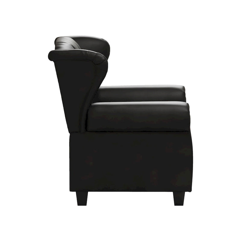 Black Adjustable Tufted Arm Chair with Sturdy Legs, 35" Wide