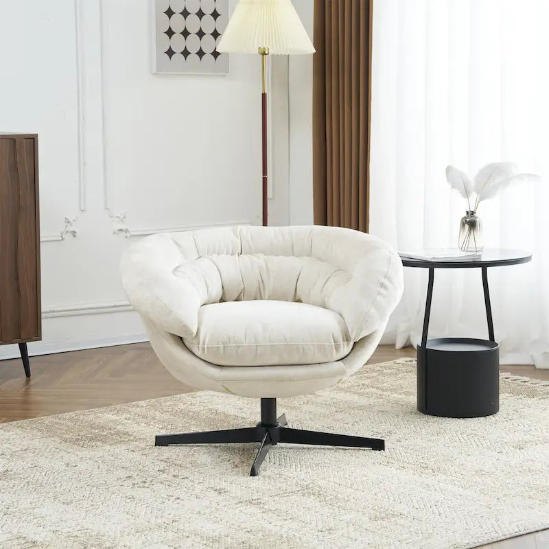 Chenille Upholstered Swivel Club Chair