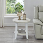 Contemporary Round Wood Shelf End Table for Bedroom or Living Room
