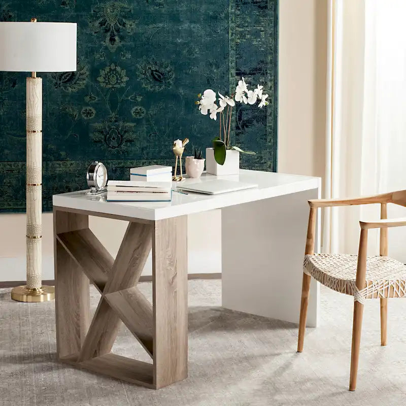 SAFAVIEH Shelba Modern Scandinavian Storage Lacquer Desk