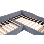 Twin Size Daybed with Drawer, Wooden Support Bed Frame, Upholstered Double Trundle, No Box Spring Needed for Teens