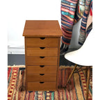 Eco-Friendly Solid Bamboo 6-Drawer Rolling Storage Cart with Locking Casters