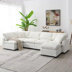 Modular Chenille Cloud Sofa Bed, Convertible U Shaped Sleeper Sofa