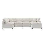 Modular Chenille Cloud Sofa Bed, Convertible U Shaped Sleeper Sofa