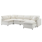 Modular Chenille Cloud Sofa Bed, Convertible U Shaped Sleeper Sofa