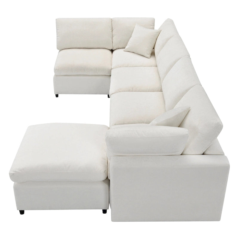 Modular Chenille Cloud Sofa Bed, Convertible U Shaped Sleeper Sofa