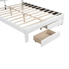 Upholstered Platform Bed – Tufted Headboard, LED Lighting & 2 Drawers