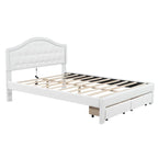 Upholstered Platform Bed – Tufted Headboard, LED Lighting & 2 Drawers