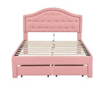 Upholstered Platform Bed – Tufted Headboard, LED Lighting & 2 Drawers