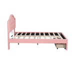 Upholstered Platform Bed – Tufted Headboard, LED Lighting & 2 Drawers