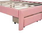 Upholstered Platform Bed – Tufted Headboard, LED Lighting & 2 Drawers