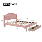 Upholstered Platform Bed – Tufted Headboard, LED Lighting & 2 Drawers