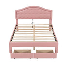 Upholstered Platform Bed – Tufted Headboard, LED Lighting & 2 Drawers