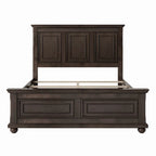 Brown King Size Traditional Style Pinewood Platform Bed with Wooden Slats Support for Bedroom