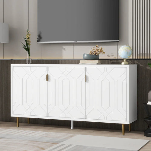 65 Modern TV Stand with Doors & Adjustable Shelves for TVs Up to 70