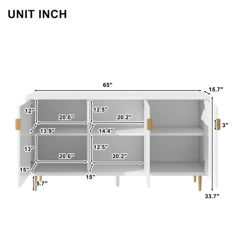 65 Modern TV Stand with Doors & Adjustable Shelves for TVs Up to 70
