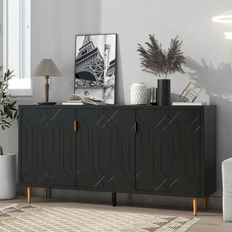 65 Modern TV Stand with Doors & Adjustable Shelves for TVs Up to 70