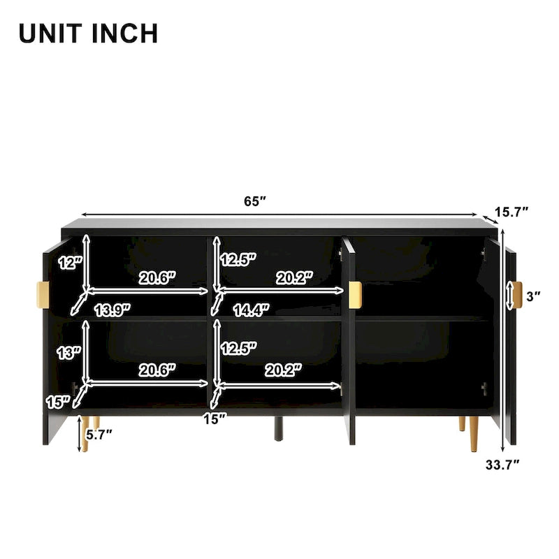 65 Modern TV Stand with Doors & Adjustable Shelves for TVs Up to 70