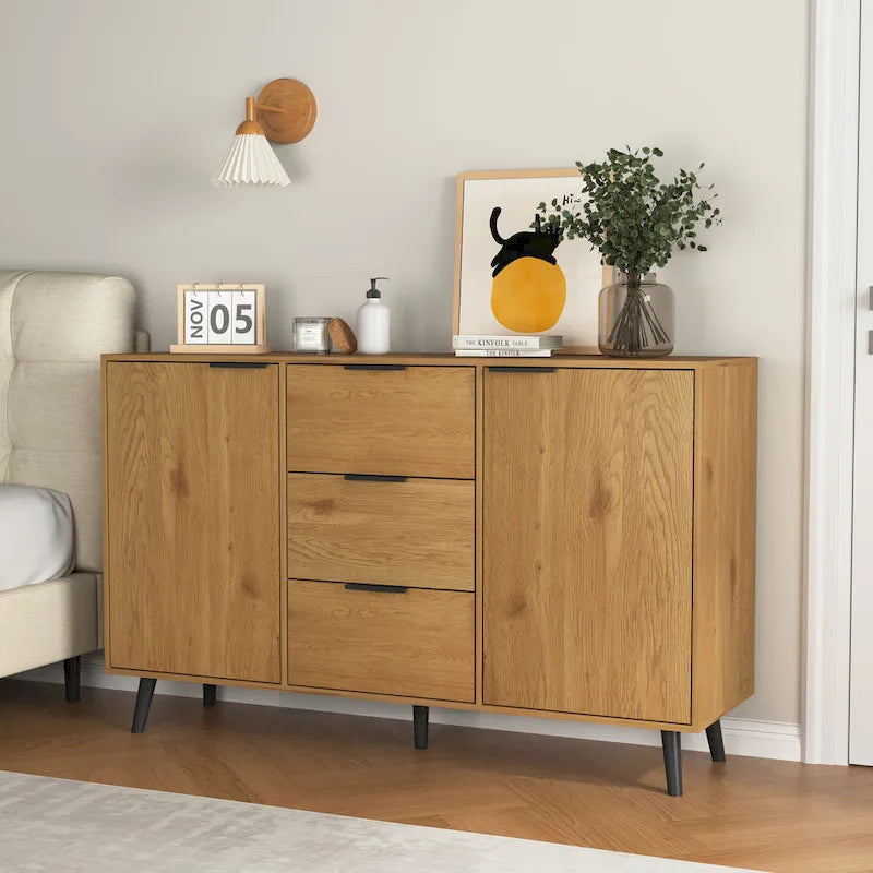 Modern Sideboard Buffet Cabinet – 2 Doors, 3 Drawers & Storage Shelves
