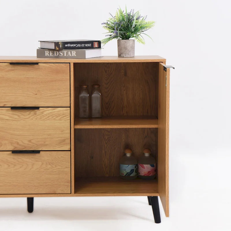 Modern Sideboard Buffet Cabinet – 2 Doors, 3 Drawers & Storage Shelves