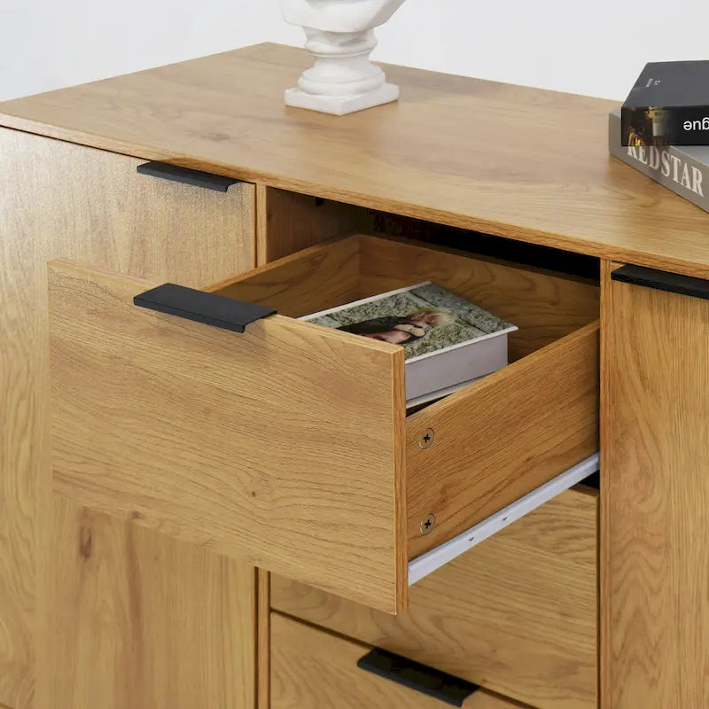 Modern Sideboard Buffet Cabinet – 2 Doors, 3 Drawers & Storage Shelves
