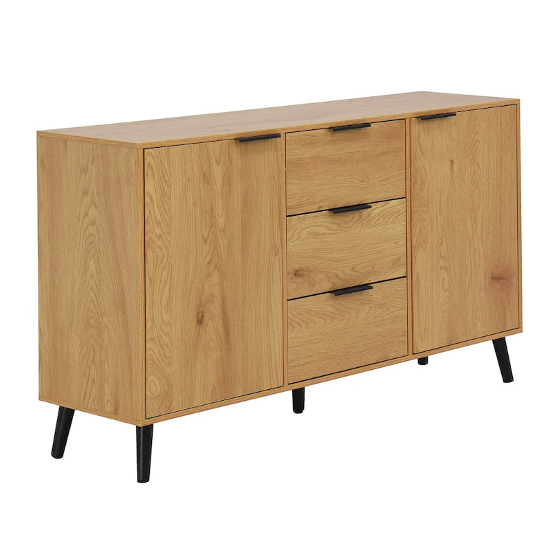 Modern Sideboard Buffet Cabinet – 2 Doors, 3 Drawers & Storage Shelves