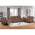 Faux Leather Manual Reclining 3-Piece Sofa Set | Sofa, Loveseat & Recliner