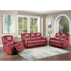 Faux Leather Manual Reclining 3-Piece Sofa Set | Sofa, Loveseat & Recliner