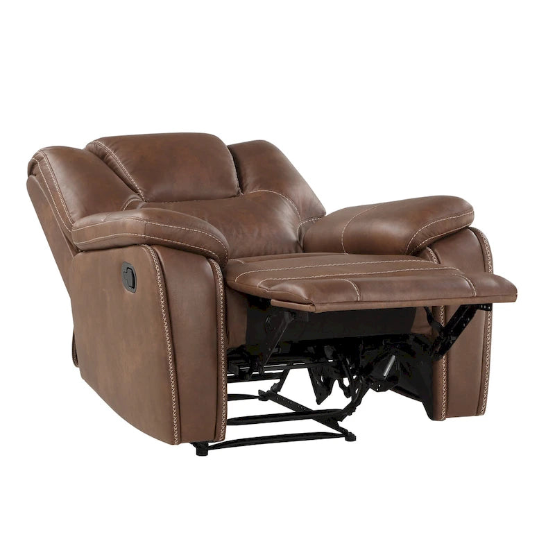 Faux Leather Manual Reclining 3-Piece Sofa Set | Sofa, Loveseat & Recliner