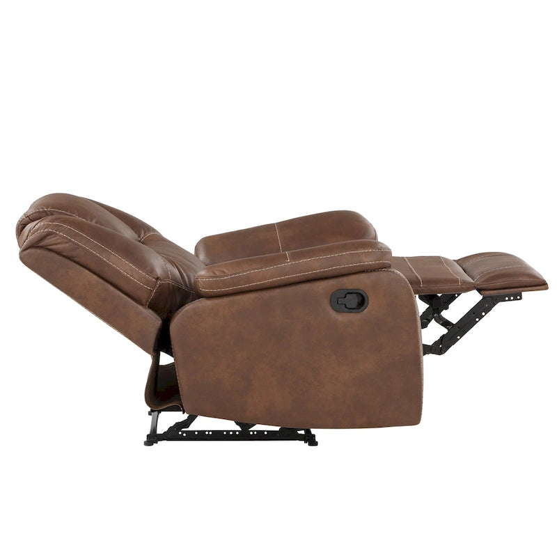 Faux Leather Manual Reclining 3-Piece Sofa Set | Sofa, Loveseat & Recliner