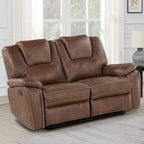 Faux Leather Manual Reclining 3-Piece Sofa Set | Sofa, Loveseat & Recliner