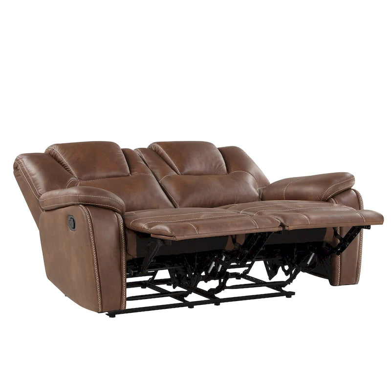 Faux Leather Manual Reclining 3-Piece Sofa Set | Sofa, Loveseat & Recliner