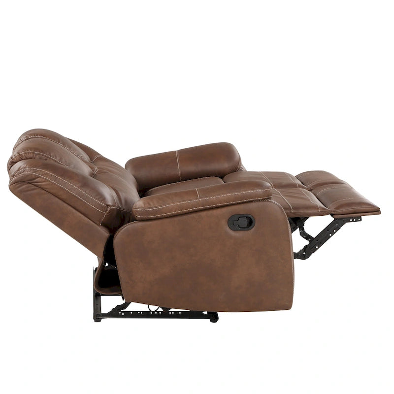 Faux Leather Manual Reclining 3-Piece Sofa Set | Sofa, Loveseat & Recliner