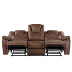 Faux Leather Manual Reclining 3-Piece Sofa Set | Sofa, Loveseat & Recliner